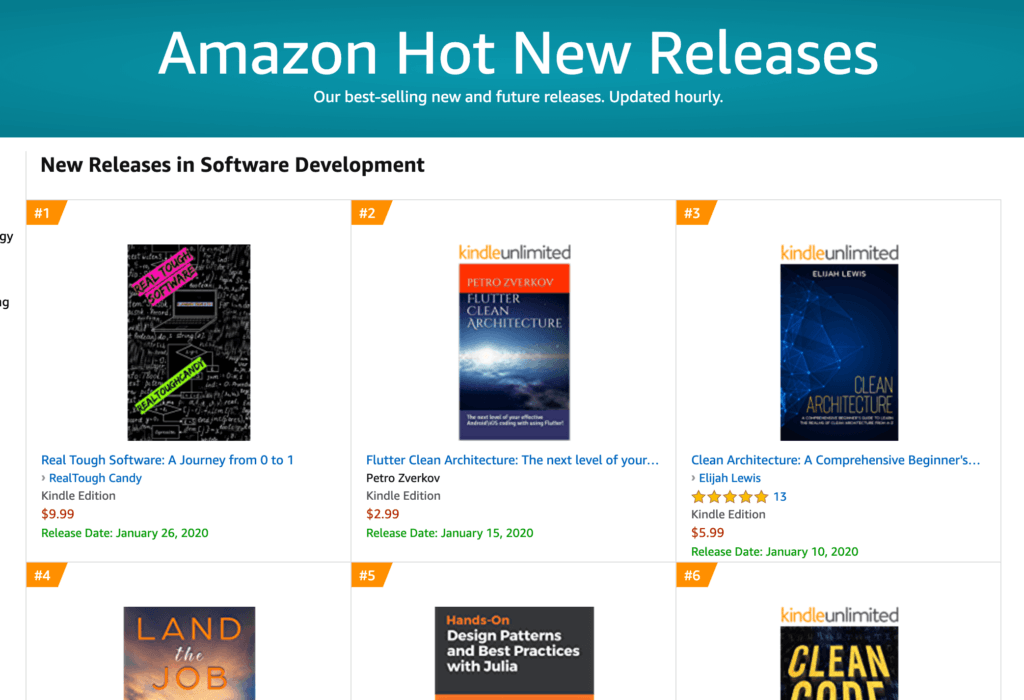 Amazon Hot New Releases with Real Tough Software at number one position