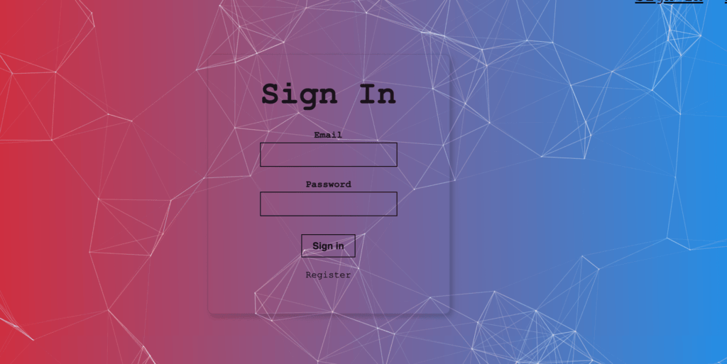 Login Page for Machine Learning project from The Complete Web Developer in 2020 by Andrei Neagoie