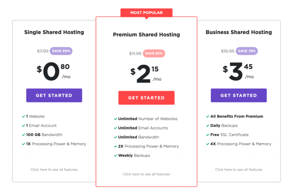 Hostinger cheapest web hosting plans landing page