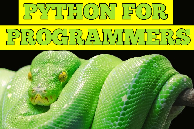 green python folded over on itself with text reading Python for Programmers