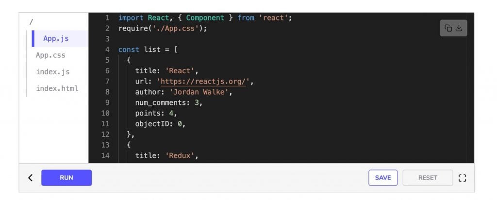 JSX code snippet from one of the best react courses for beginners on educative