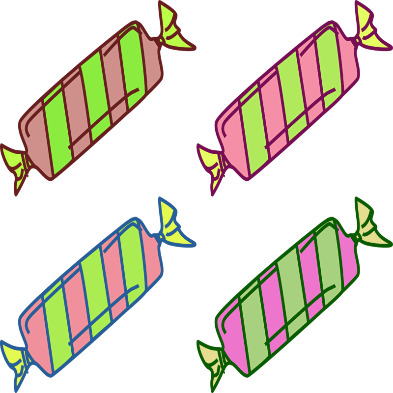 RealToughCandy.io logo featuring four pieces of wrapped candy in bright green and pink