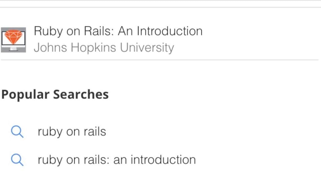 Screenshot of Ruby on Rails, an Introduction by Johns Hopkins University