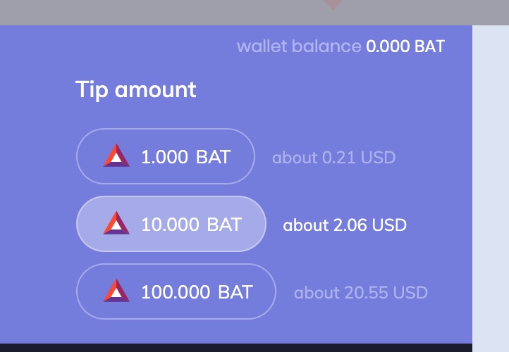 brave rewards tip a creator option