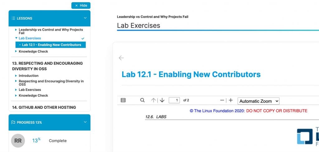 lab environment for linux foundation course