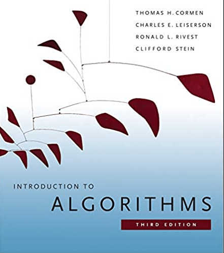 Introduction to Algorithms cover with line of maroon cartoon leaves
