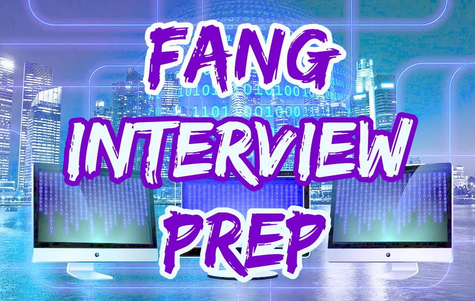 fang interview prep in purple and white with blue computers in background