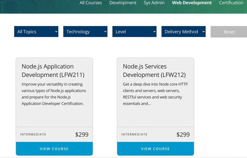 two node courses offered at the linux foundation