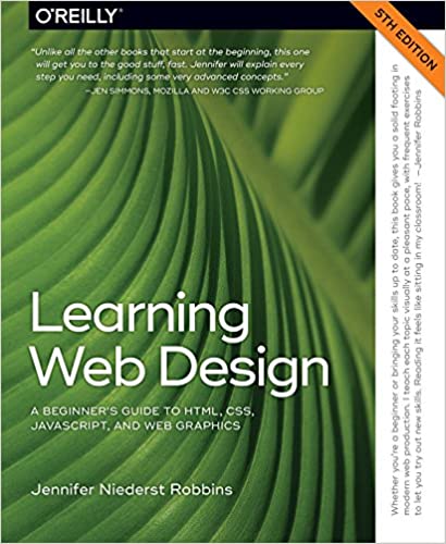 Learning Web Design best web developer books cover with closeup of palm leaf