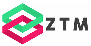 zero to mastery logo with green and pink connecting brackets