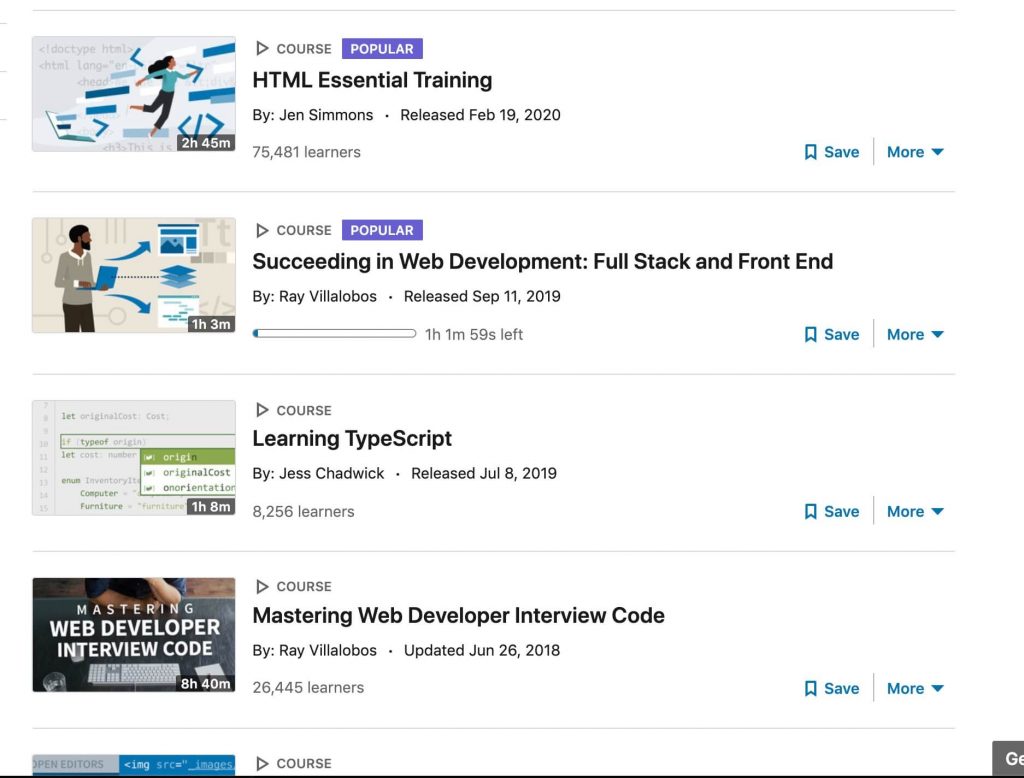 linkedin learning review various web developer courses including html essential training by jen simmons