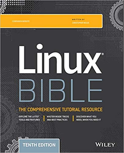 best linux books Linux Bible book cover with gears