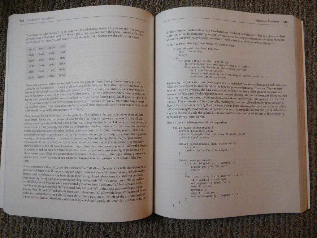 inside of programming interviews exposed with table and code