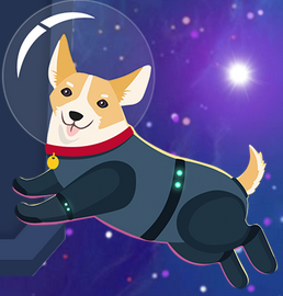 cartoon dog with space suit