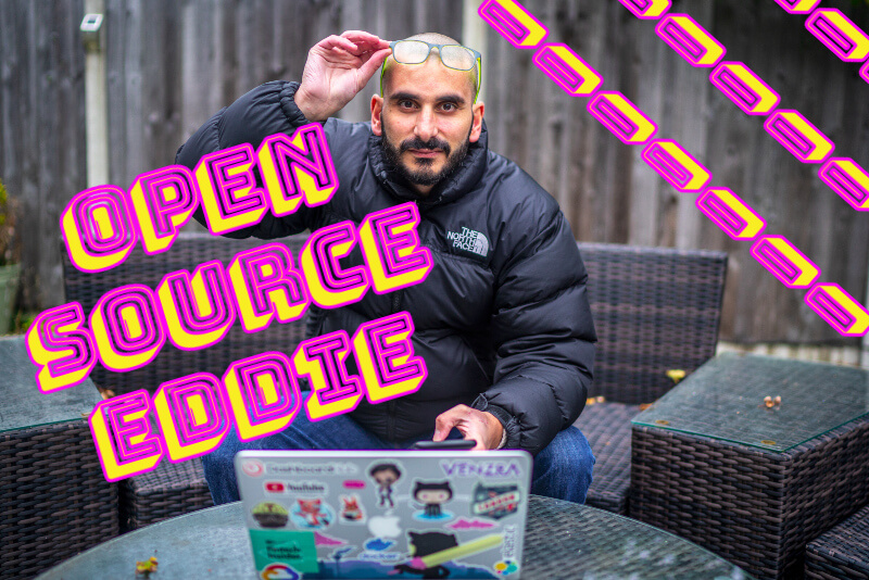 open source developer eddie jaoude sitting in front of computer