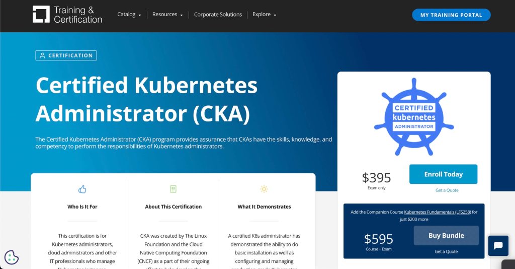 The Linux Foundation Certified Kubernetes Administrator landing page
